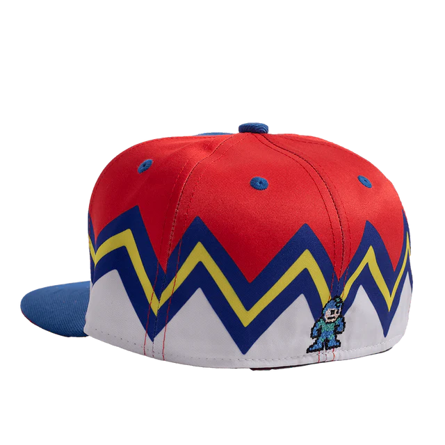 RED/BLUE MEGAMAN ZIGZAG FITTED HAT