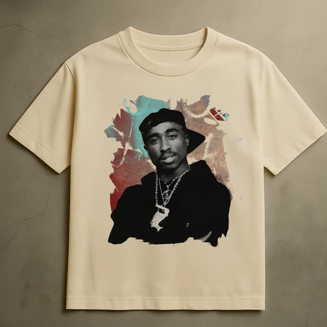TUPAC PAINT T-SHIRT (CREAM)