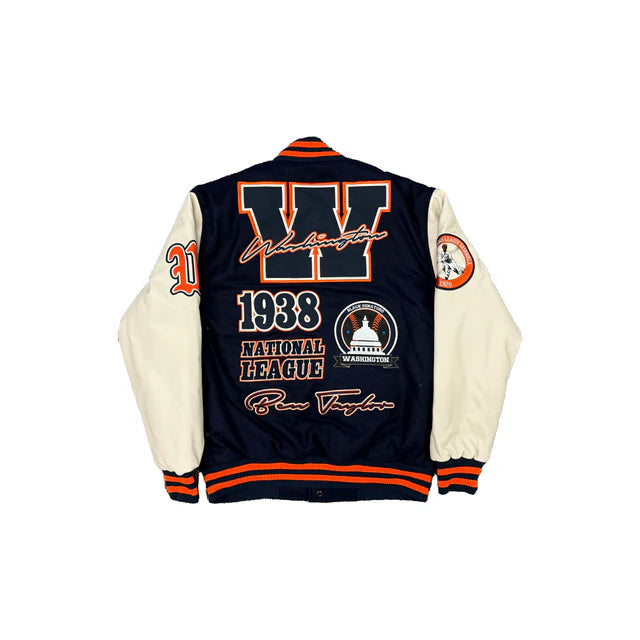 NEGRO LEAGUE LEATHER PATCHES VARSITY JACKET (BLACK)